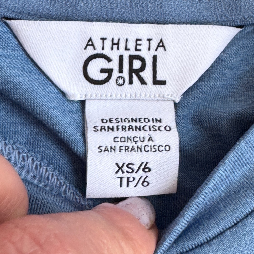 Athleta girl up tempo roll sleeve shirt blue size 6 nwt - Picture 5 of 8